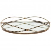 Round Gold Iron Tray with Fine Rope Detail